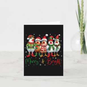 Funny Chicken Christmas Lights Farm Animal Cute Xm Card