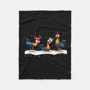 Funny Chicken Christmas Lights Farm Animal Cute Xm Fleece Blanket