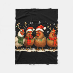 Funny Chicken Christmas Lights Farm Animal Cute Xm Fleece Blanket