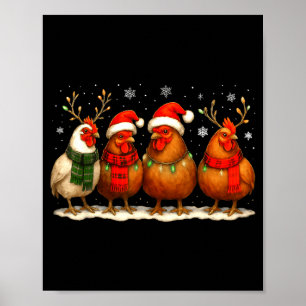 Funny Chicken Christmas Lights Farm Animal Cute Xm Poster