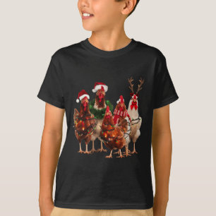 Funny Chicken Christmas Lights Farm Animal Cute Xm T-Shirt