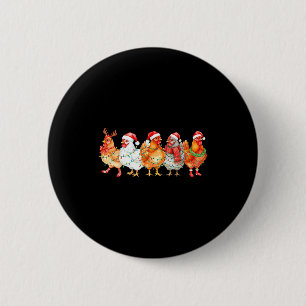 Funny Chicken Christmas Lights Farm Animal Xmas Ho Button