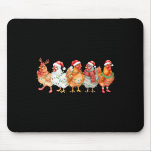Funny Chicken Christmas Lights Farm Animal Xmas Ho Mouse Pad