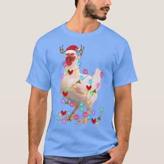 Funny Chicken Christmas Lights Happy Xmas Animal L T-Shirt
