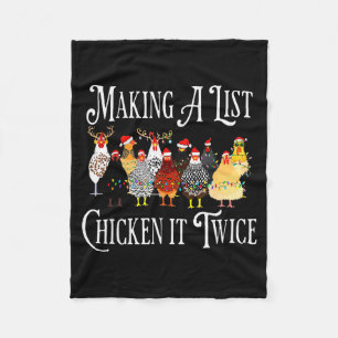 Funny Chicken Christmas, Making A List Chicken It  Fleece Blanket