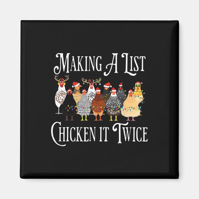 Funny Chicken Christmas, Making A List Chicken It  Magnet (Front)