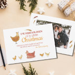 Funny Chicken Christmas Photo Holiday Card<br><div class="desc">The perfect funny chickens Christmas card for your chicken loving friends, this silly Christmas chicken pun postcard is super cute and sure to make someone laugh. Pun reads, "I'm Dream-HEN of a white Christmas" and features cute illustrated hens and chicks. Upload your family photo onto the back side! A fun,...</div>
