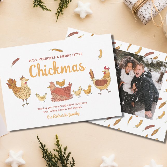 Funny Chicken Christmas Photo Holiday Card (Creator Uploaded)