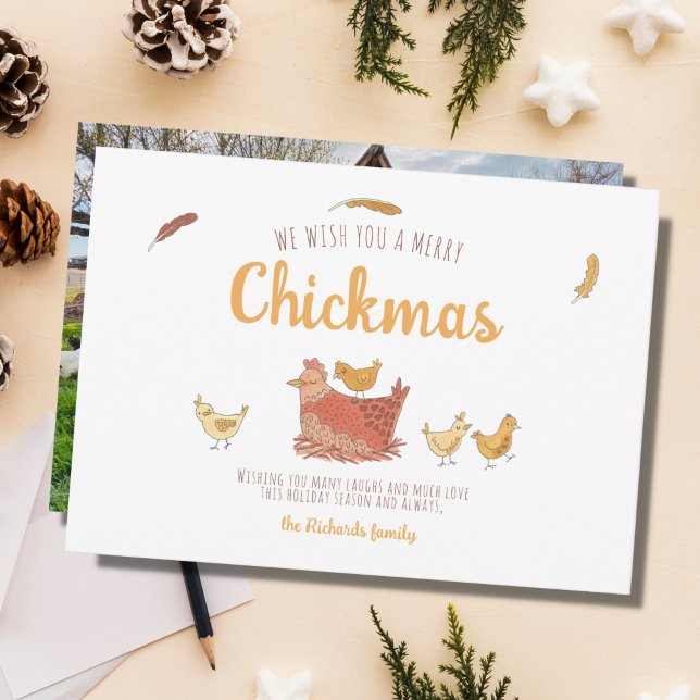 Funny Chicken Christmas Photo Holiday Card (Creator Uploaded)
