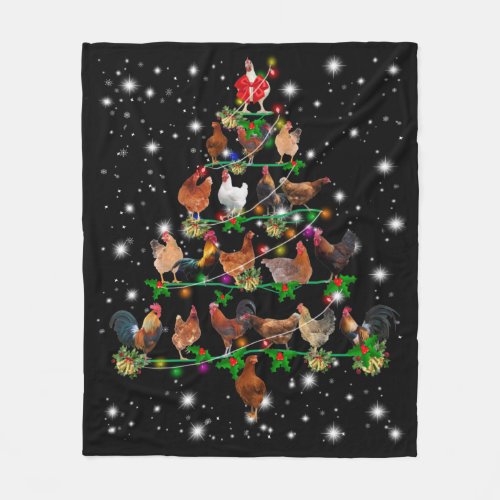 Funny Chicken Christmas Tree Ornaments Decor Fleece Blanket