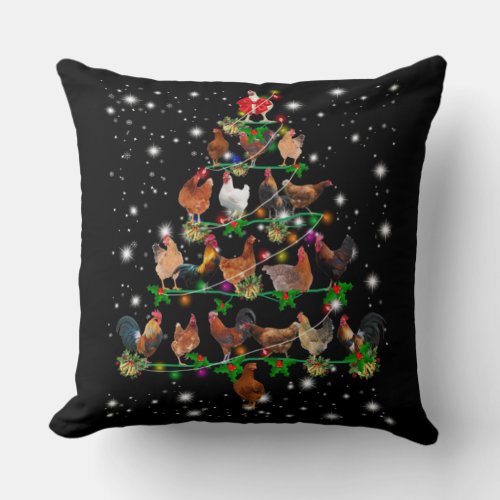 Funny Chicken Christmas Tree Ornaments Decor Throw Pillow