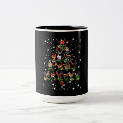 Funny Chicken Christmas Tree Ornaments Decor Two_Tone Coffee Mug