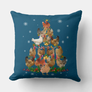 Funny Chicken Christmas Tree Pet Chicken Lover Throw Pillow