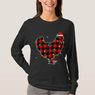 Funny Chicken Christmas Tree Red Plaid Xmas Animal T-Shirt