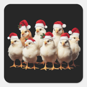Funny Chicken Christmas, Xmas Animal Lover Gift Square Sticker