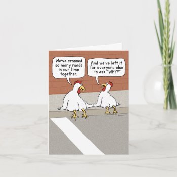 Funny Chicken Couple Anniversary Card by chuckink at Zazzle