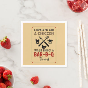 Funny Chicken Cow Pig Barbecue Party Napkins