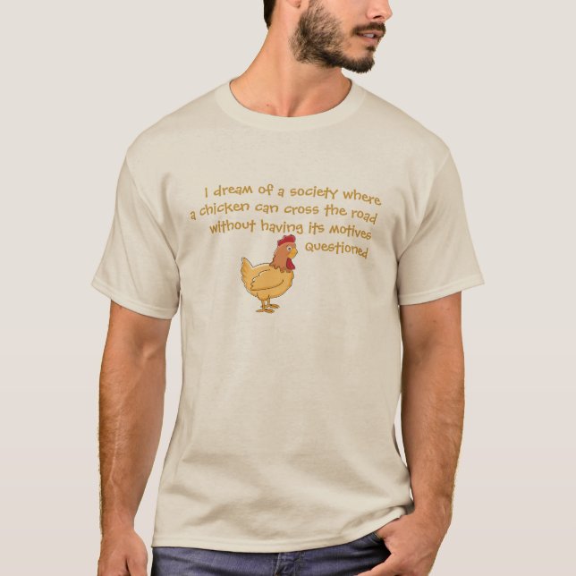 Funny Chicken Crossing Road T-Shirt (Front)
