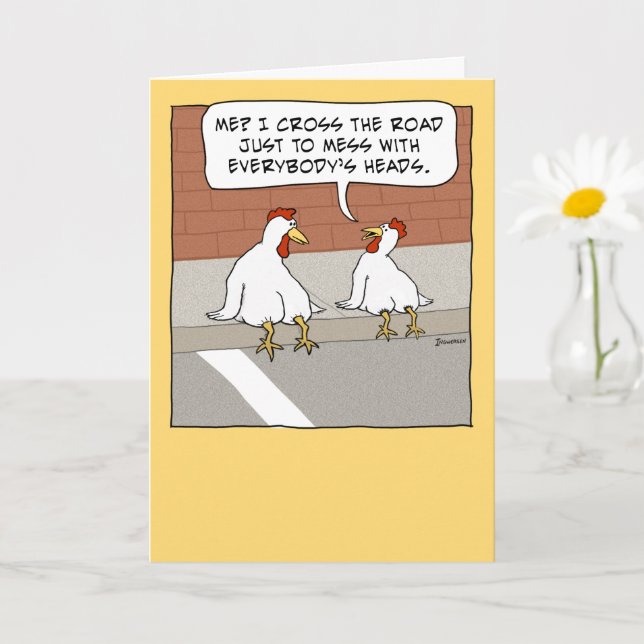 Funny Chicken Crossing the Road Happy Birthday Card | Zazzle