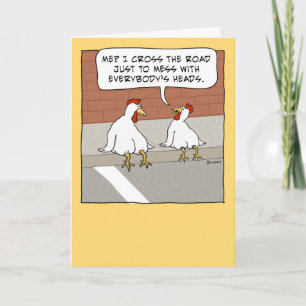 Funny Chicken Crossing the Road Happy Birthday Card