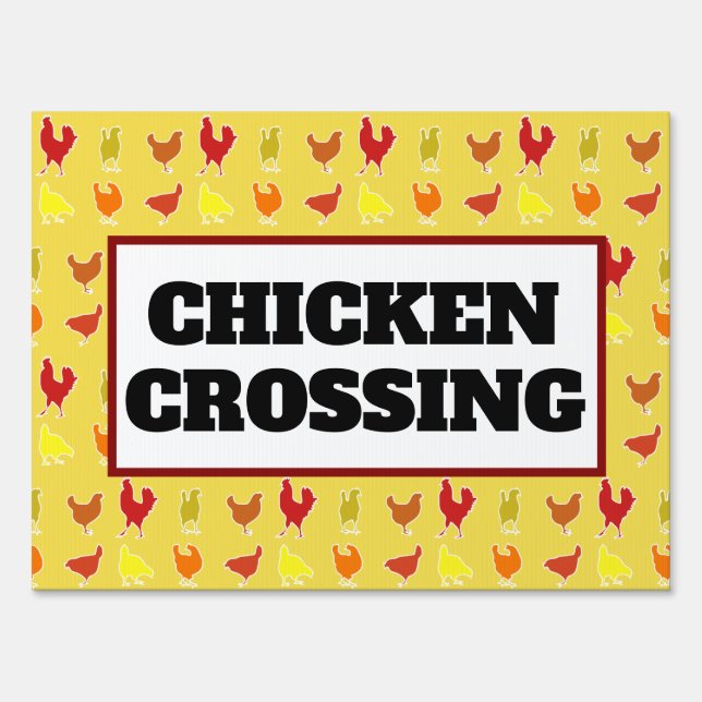 Funny Chicken Crossing Yellow Farm Animal Sign (Back)