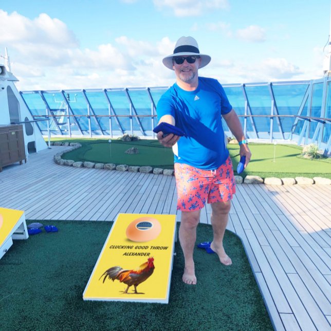 Funny Chicken Custom Yellow Cornhole Set (Creator Uploaded)