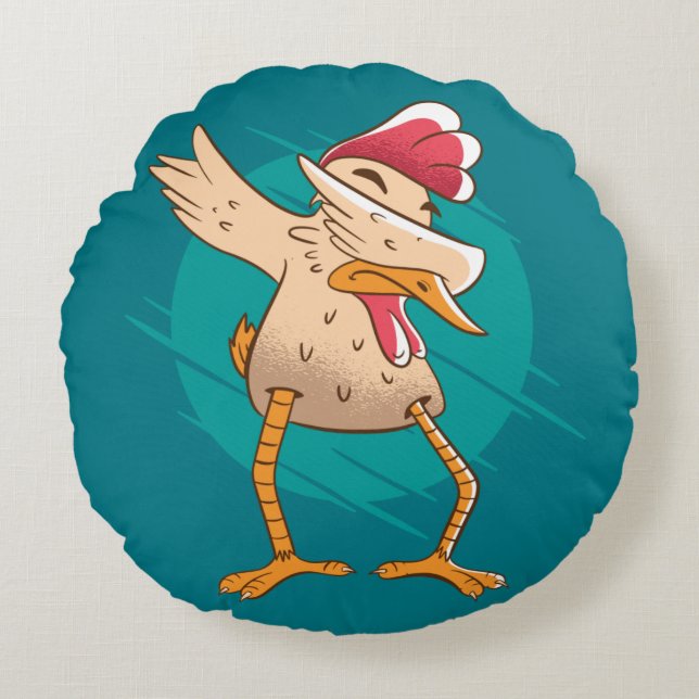 Funny Chicken Dance Round Pillow (Front)