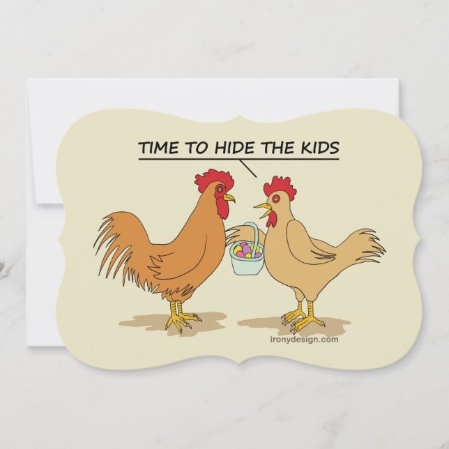 Funny Chicken Easter Egg Hunt Cartoon (Front)
