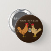 Funny Chicken Easter Egg Hunt Cartoon Brown Button (Front & Back)