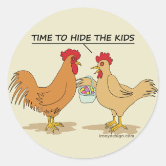 Funny Chicken Easter Egg Hunt Cartoon Classic Round Sticker