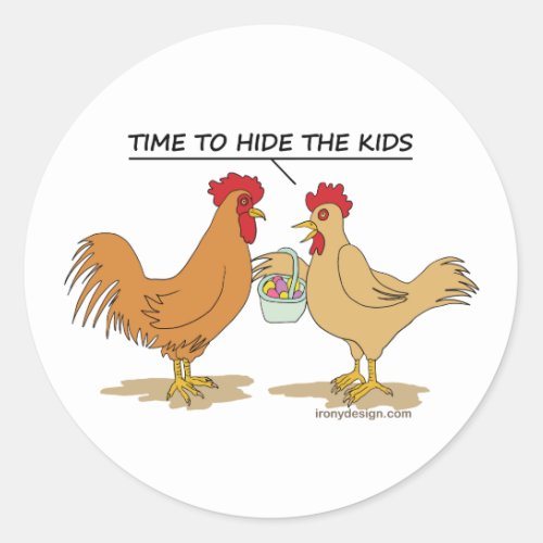 Funny Chicken Easter Egg Hunt Cartoon Classic Round Sticker