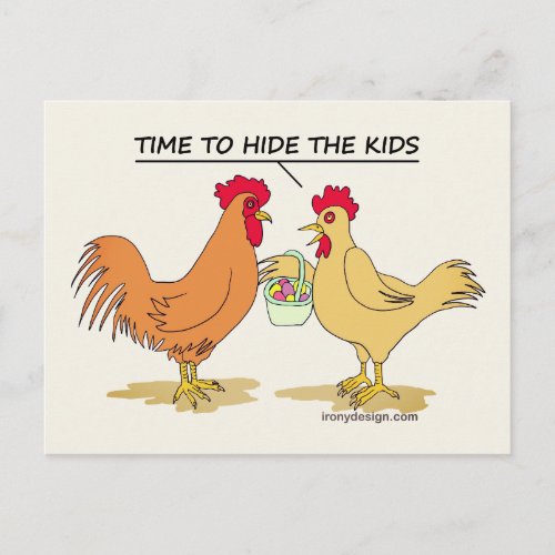 Funny Chicken Easter Egg Hunt Cartoon Comic Postcard