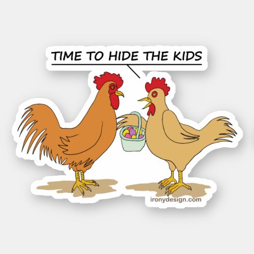 Funny Chicken Easter Egg Hunt Cartoon Contour Cut Sticker