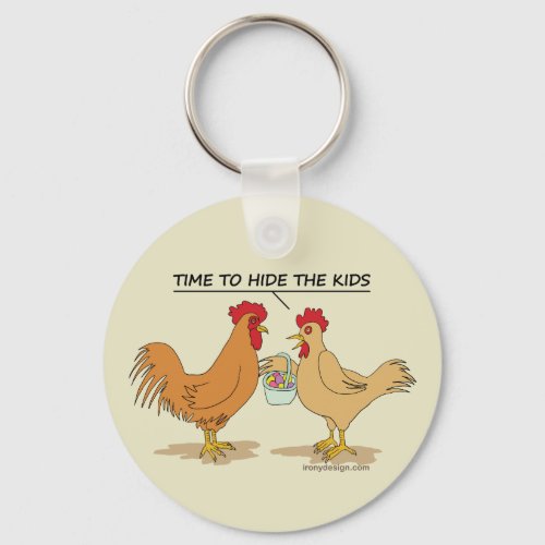 Funny Chicken Easter Egg Hunt Cartoon Keychain