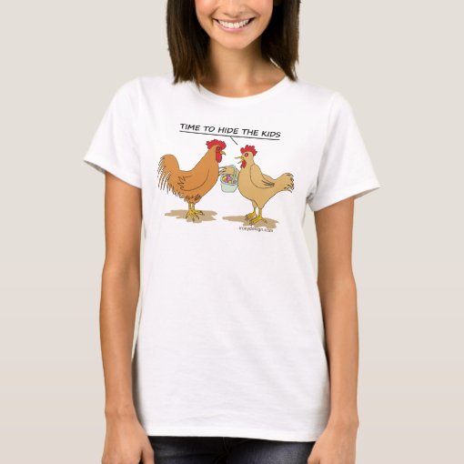 Funny Chicken Easter Egg Hunt Cartoon Light T-Shirt | Zazzle