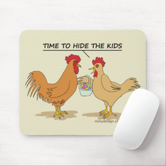 Funny Chicken Easter Egg Hunt Cartoon Mouse Pad