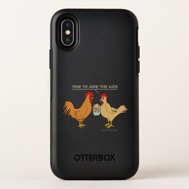 Funny Chicken Easter Egg Hunt Cartoon Otterbox iPhone Case (Back)