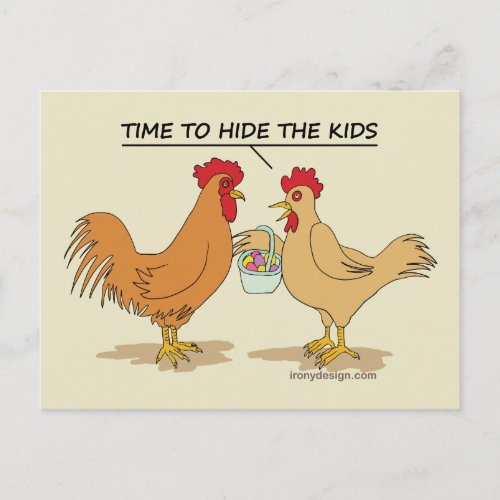 Funny Chicken Easter Egg Hunt Cartoon Postcard