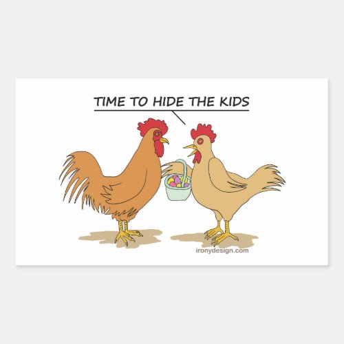 Funny Chicken Easter Egg Hunt Cartoon Rectangular Sticker