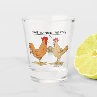 Funny Chicken Easter Egg Hunt Cartoon Shot Glass