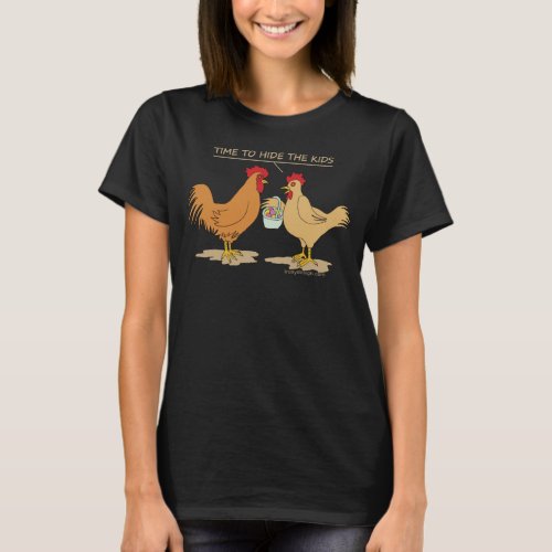 Funny Chicken Easter Egg Hunt Cartoon T_Shirt