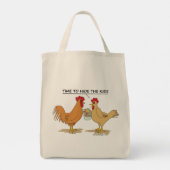 Funny Chicken Easter Egg Hunt Grocery Tote Bag (Back)