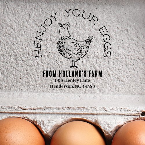 Funny Chicken Egg Business Return Address Hen Rubber Stamp