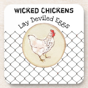 Funny Chicken Egg Novelty Rustic Shabby Farmhouse Beverage Coaster