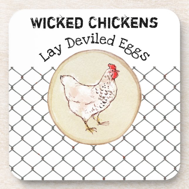 Funny Chicken Egg Novelty Rustic Shabby Farmhouse Beverage Coaster (Front)