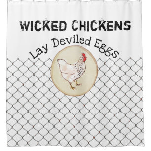Funny Chicken Egg Novelty Rustic Shabby Farmhouse Shower Curtain