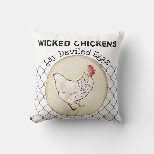 Funny Chicken Egg Novelty Rustic Shabby Farmhouse Throw Pillow
