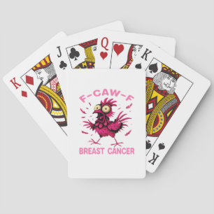 Funny Chicken F-Caw-F Breast Cancer Awareness Vint Poker Cards
