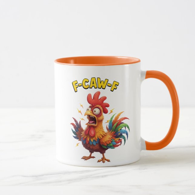 Funny Chicken F-Caw-F Rooster Meme Coffee Mug (Right)