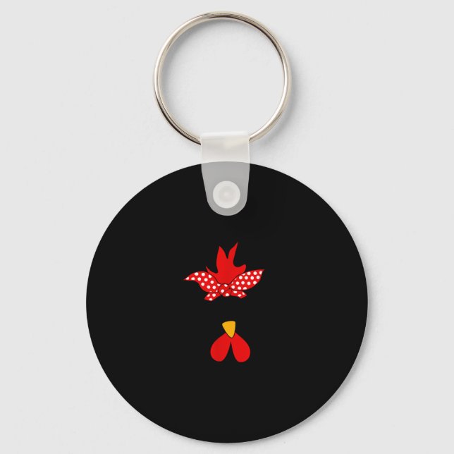 Funny Chicken Face Halloween Costume  Keychain (Front)